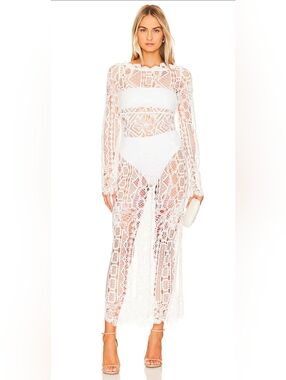 House of Harlow 1960 White Crochet Maxi Cover-Up